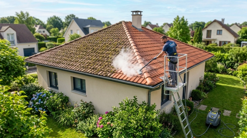 Démoussage de toiture à la vapeur